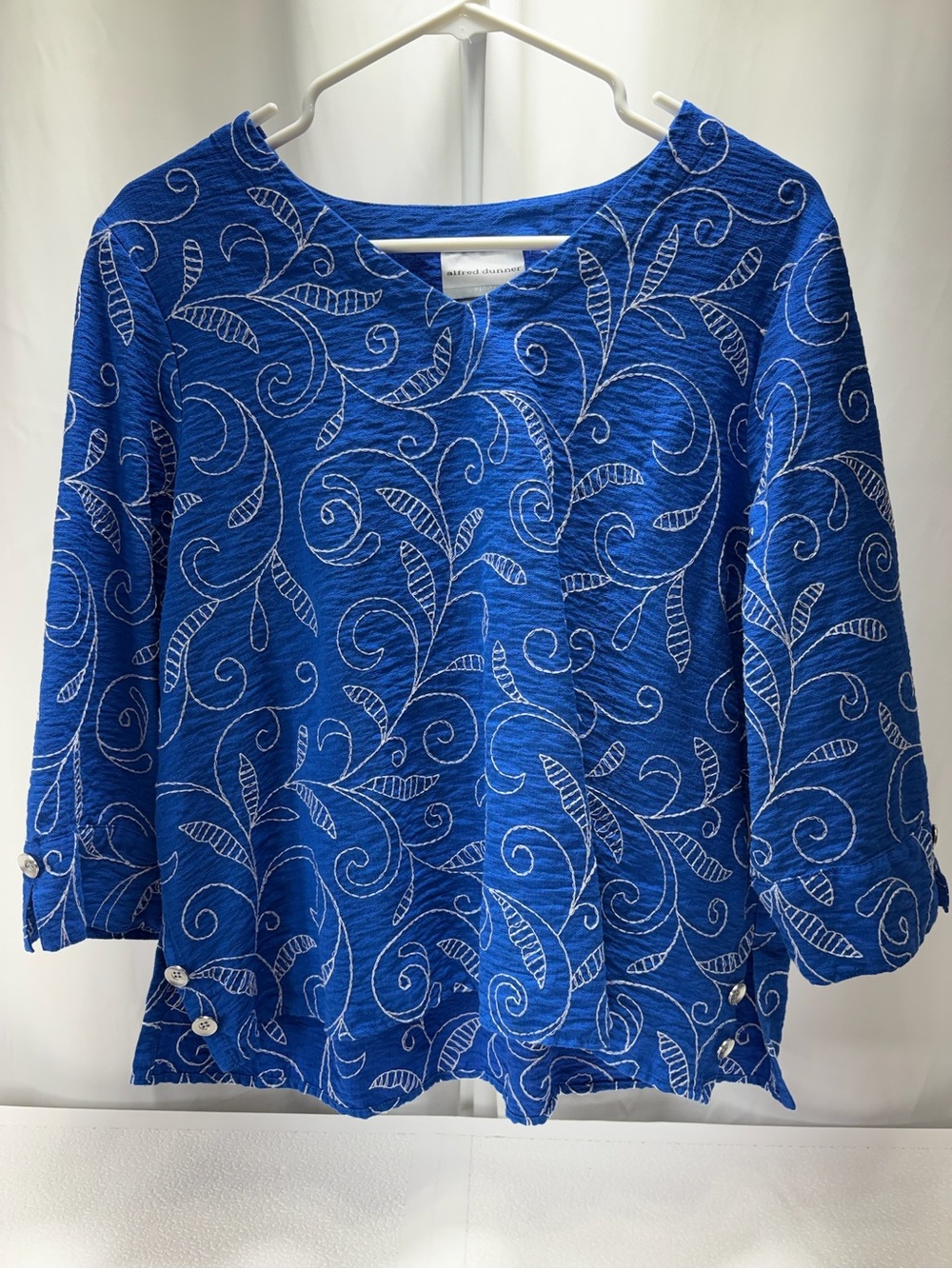 Alfred Dunner Cobalt Blue Embroidered Scroll Top 4376